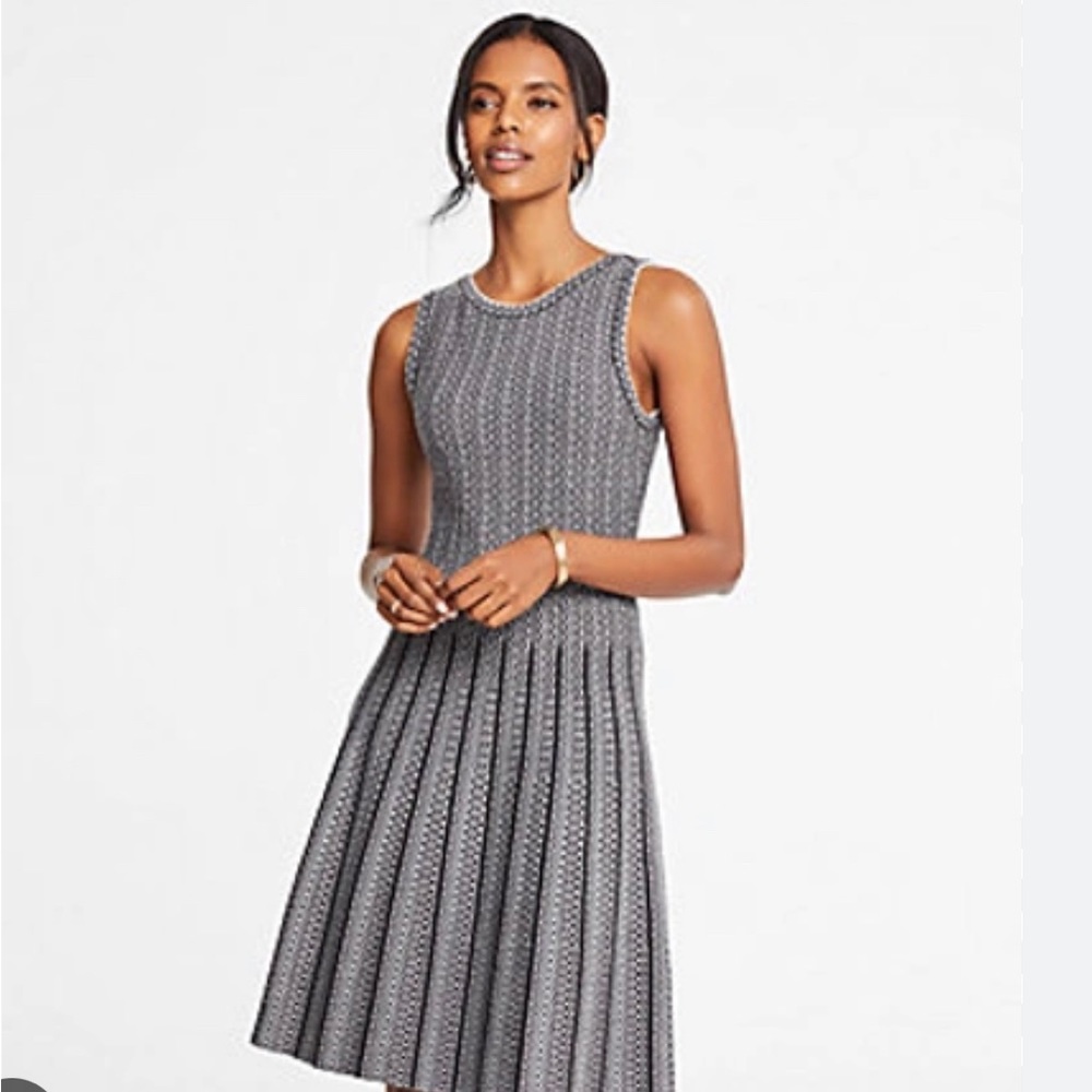 Ann Taylor petite jacquard pleated sweater dress